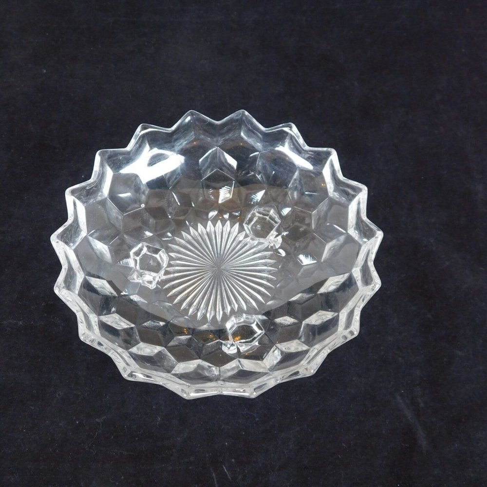Whitehall Clear By Colony Bonbon Candy Dish 6 1/4" Cubist 3 Straight Feet USA - Picture 5 of 6